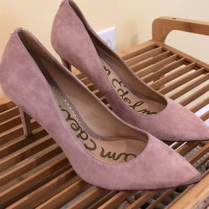 Sam Edelman pink suede pointed toe heels